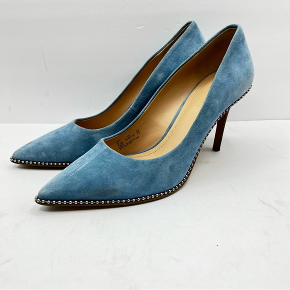 Coach Women’s Sz 8.5B Waverly Pumps in Light Blue Suede Heels Wedding Bride - Picture 16 of 16